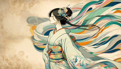Fototapeta premium 浮世絵（Ukiyoe）／美人画