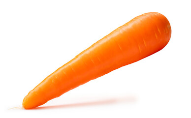 Fresh beautiful orange carrot vegetable isolated with clipping path and shadow in png file format