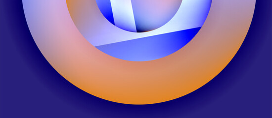 Glossy metal glowing circles geometric background. Minimal abstract composition. Vector illustration For Wallpaper, Banner, Background, Card, Book Illustration, landing page