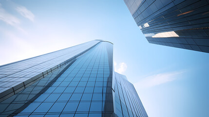 Naklejka premium 3D rendering of futuristic architecture, skyscraper building with curved glass windows