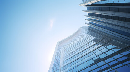 Fototapeta na wymiar 3D rendering of futuristic architecture, skyscraper building with curved glass windows