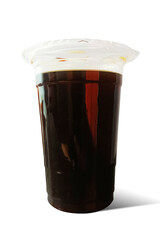 Coffee in disposable plastic cup
