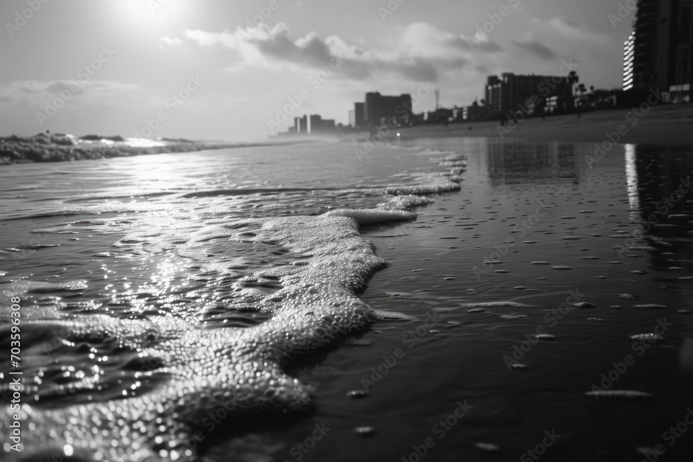 Poster a monochrome image capturing the beauty of the ocean. suitable for various uses