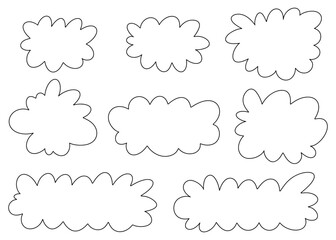 手書きのフレームセット　雲型　バリエーションセット