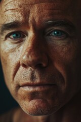 Obraz premium A close-up image of a man with striking blue eyes. Perfect for portraits or advertising campaigns