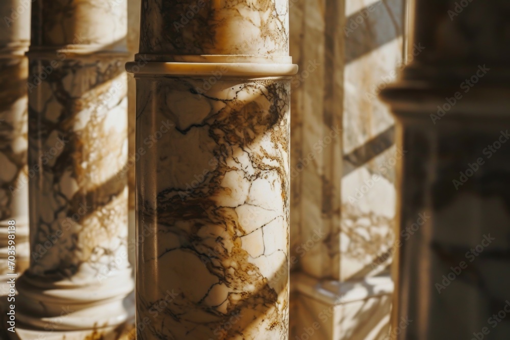 Poster a detailed close-up view of a column in a building. perfect for architectural and construction theme