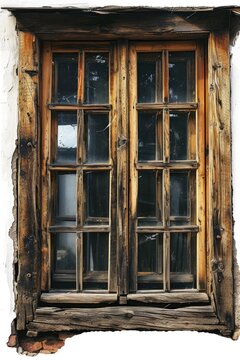 A picture of a window with a wooden frame and glass. Suitable for home improvement projects or interior design concepts