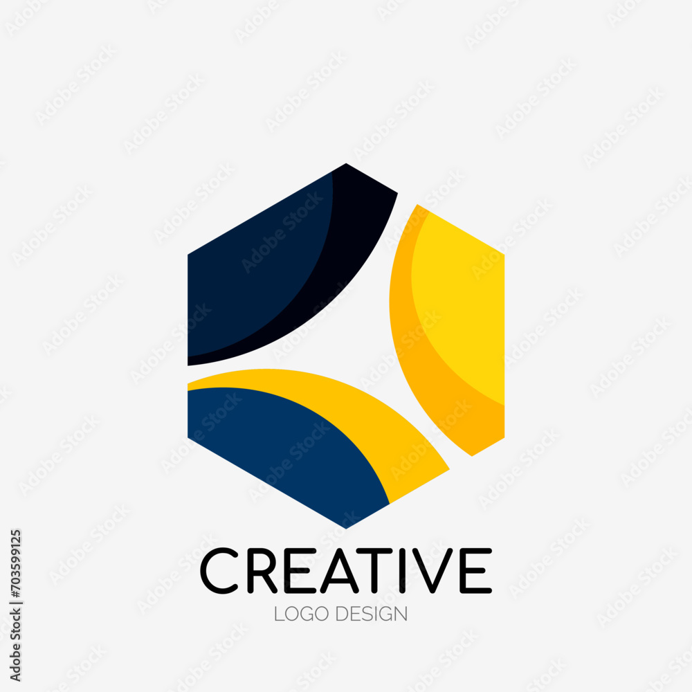 Poster Modern abstract logo design. Geometric vector art. Clean overlapping lines and abstract shapes. Perfect for modern brand