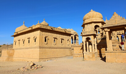 Obraz premium Vyas Chhatri cenotaphs here are the most fabulous structures in Jaisalmer, and one of its major tourist attractions.