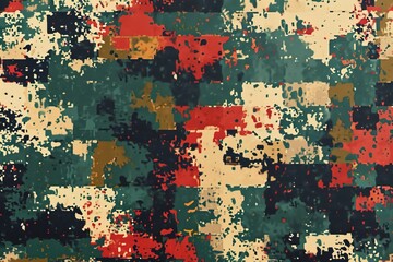 Abstract pixel wallpaper of colorful military pattern camouflage