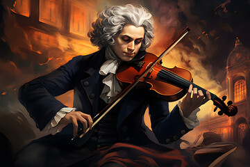 Fototapeta premium classical violin player, classical musician, classical music, violin