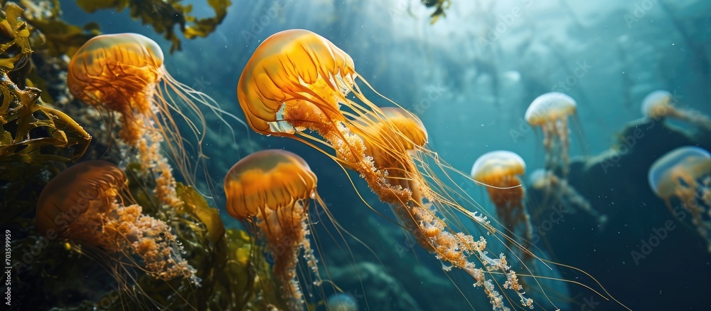 Poster Pacific Sea Nettle in the sea.