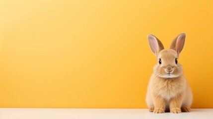 Fototapeta premium cute animal pet rabbit or bunny brown color smiling and laughing isolated with copy space for easter background, rabbit, animal, pet, cute, fur, ear, mammal, background, celebration, generate by AI