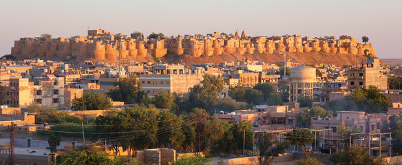  Jaisalmer Fort or Sonar Quila or Golden Fort made of sandstone. UNESCO world heritage site at Thar...