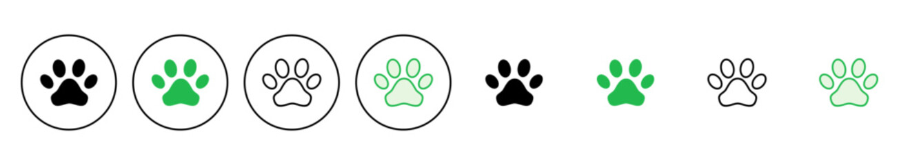 Paw icon set. paw print icon vector. dog or cat paw