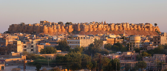  Jaisalmer Fort or Sonar Quila or Golden Fort made of sandstone. UNESCO world heritage site at Thar...