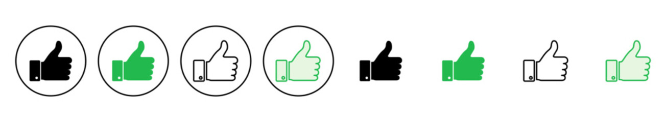 Thumbs up icon set. Hand like. Like icon vector.