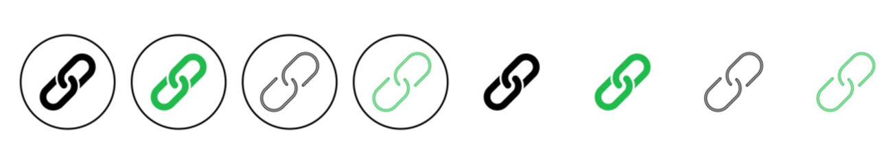 Link icon set. Hyperlink chain symbol.