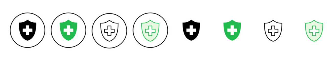 Health insurance icon set. Insurance health document icon