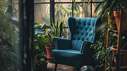 Cozy Den Blue Armchair and Succulents Feature