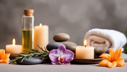 Aromatherapie mit Duftkerzen und Rosmarin