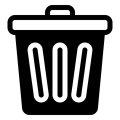 trash bin icon in solid style