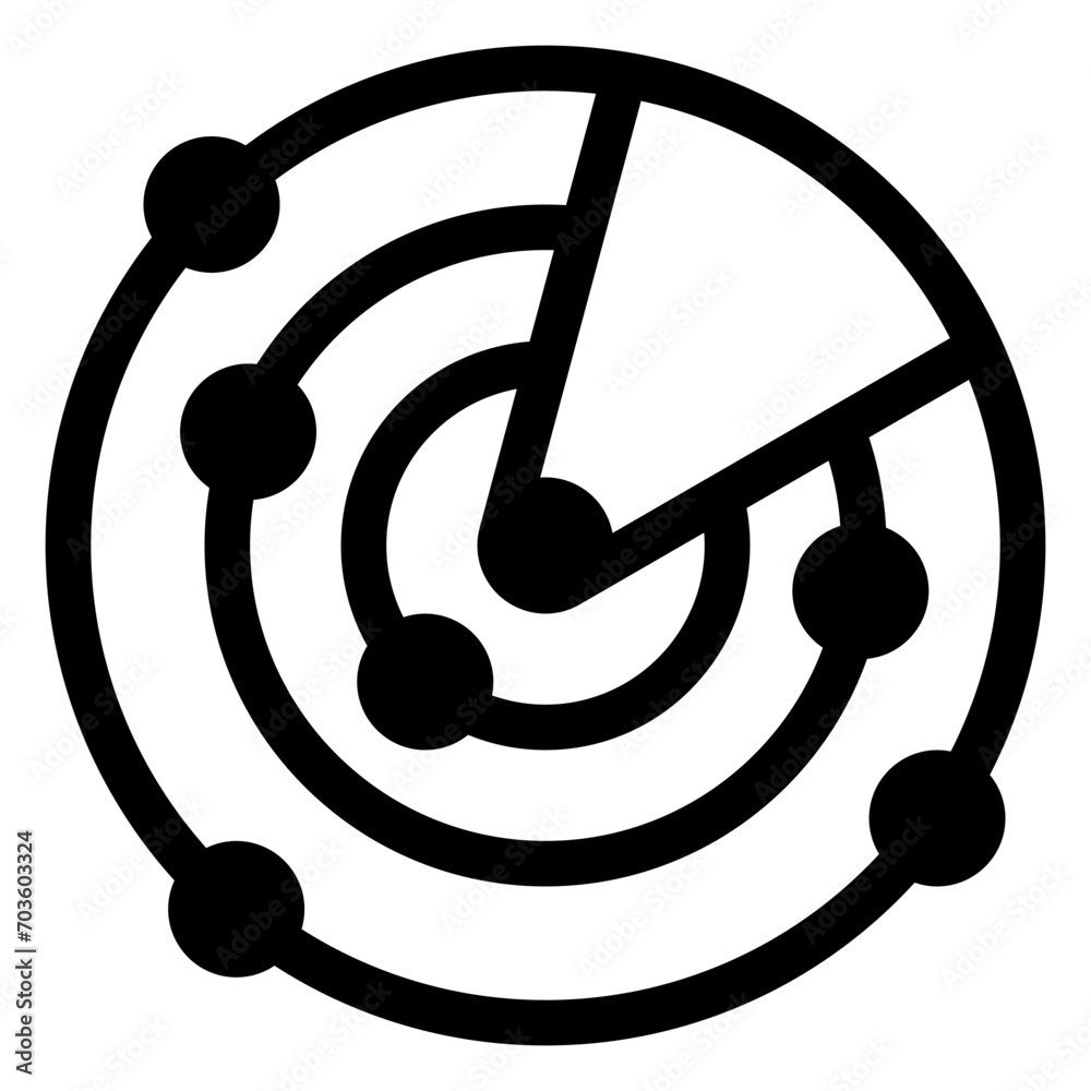 Sticker radar icon in solid style