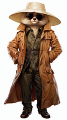 Fototapeta premium Anthropomorphic Meerkat Dressed as a Detective