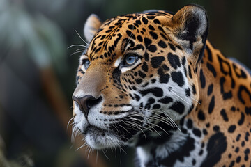 Wild Jaguar in a Natural Jungle, Close-Up of the Beauty of the Animal in the Wild