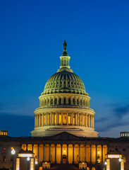 Capitol building at sunset, Capitol Hill, Washington DC. American Congress.