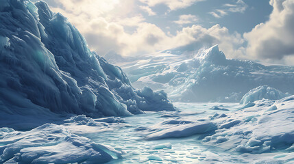 melting glaciers, iceberg, ecology, climat change - obrazy, fototapety, plakaty