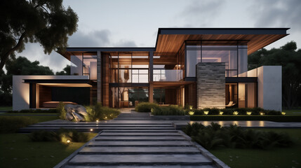 Fototapeta premium A beautifully designed modern residential building. Exterior view.