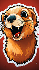 Excited Cartoon Otter Illustration


