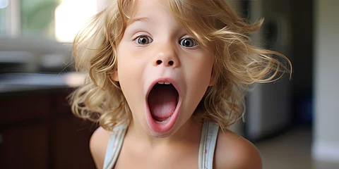 Fotobehang child opens mouth wide, generative AI © VALUEINVESTOR