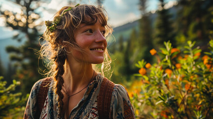 Pretty girl smiling outdoors