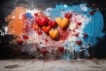 Vibrant Mosaic of Love Expression Adorned on Urban Canvas Generative AI
