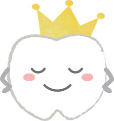 王冠を被った歯のキャラクター2　主線あり