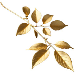 Golden branch on transparent background, luxury