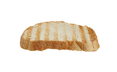 Slice of toasted bread isolated on white