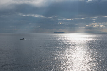 Morning sea and fishing boat