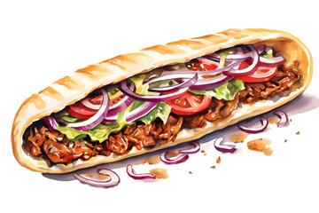 illustrated döner kebap, döner, kebap, food, döner kebap food, eating döner
