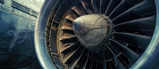 Closeup of a jet engine.