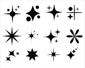 Star Collection ,Sparkle Star Icon Set Vector Stock Illustration. Different forms of stars, constellations, galaxies