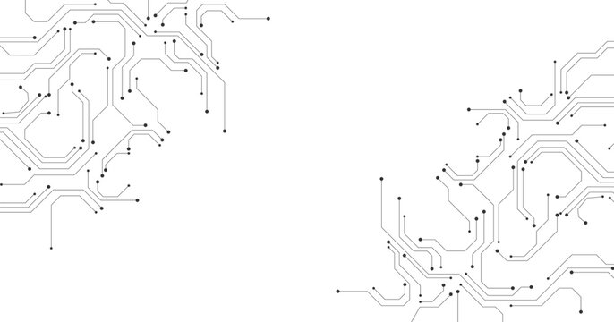 Abstract technology circuit diagram on white background.High tech circuit board connection system.Vector abstract technology on white background.	