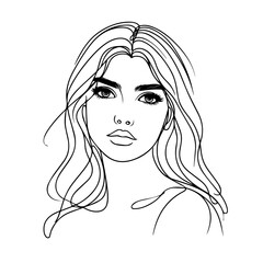 Beautiful women face line illustration template
