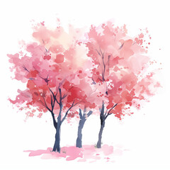 桜の木の水彩イラスト