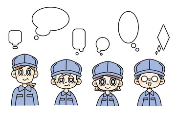 作業員4人とフキダシセット