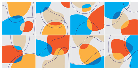 Modern abstract cover set, minimal cover design. Colorful geometric background, vector illustration.