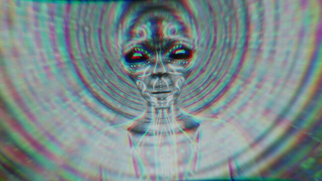 alien releasing psychic waves as ripples from the mind