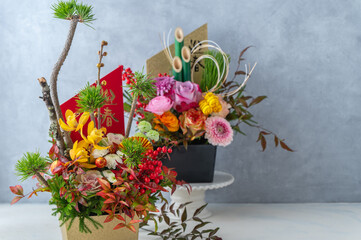 正月の美しい花飾り　新年のイメージ